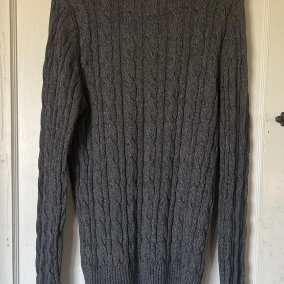 Abercrombie & Fitch Cable Knit Muscle Sweater Cotton Gray Moose Y2K | Mens XXL - Picture 2 of 10